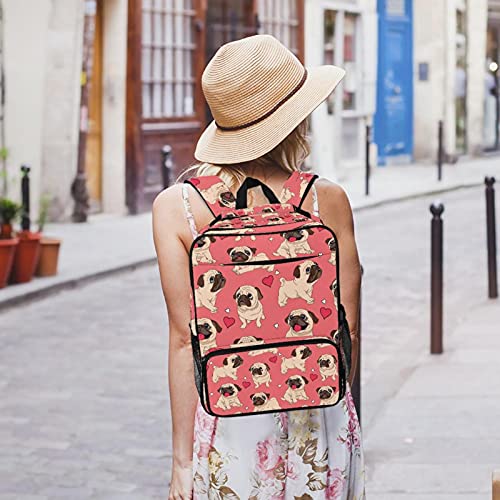 Sac de travail tendance pour ordinateur portable femme fille homme avec carlin rose - 7