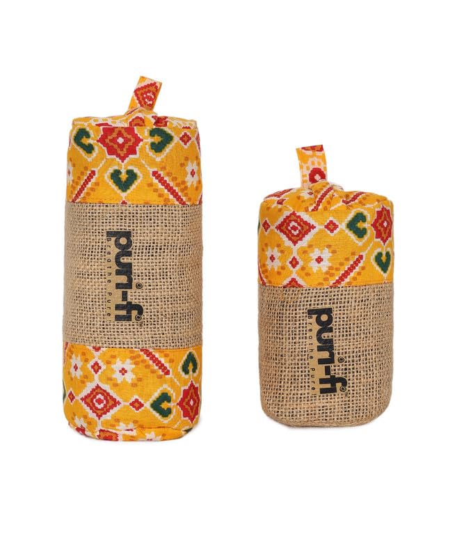 Image of Charcoal Air Purifier (Yellow Maze) - Non-Electric, Reusable Odor & Moisture Absorber with Coconut Shell Charcoal for Home, Car, Closet & Office. (400gm & 250g), Combo of 2