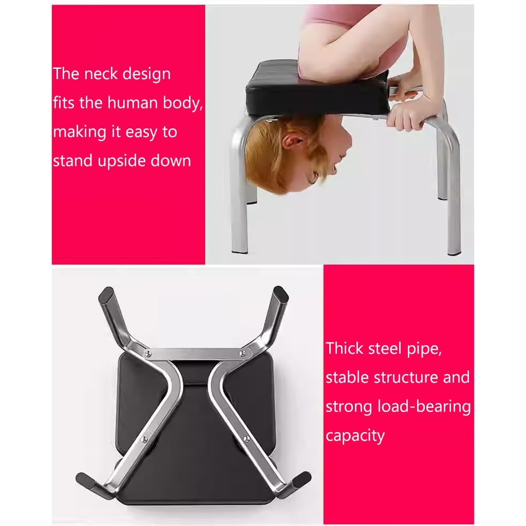 Sedia da yoga a inversione, struttura in acciaio inox, sedile rimovibile a forma di T, sgabello per assistere lo yoga, allenamento di inversione per una maggiore flessibilità e resistenza