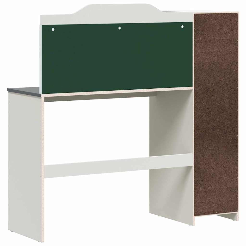 ROROS - Scrivania con ripiano aperto e lavagna in legno, 120 x 45 x 118,5 cm, con 3 ripiani, per casa, ufficio, studio, studio e lavoro creativo