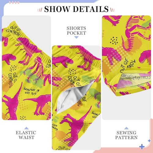 ZZXXB Pink Dinosaurs Boys Long Pants Soft Trousers Elastic Waist Kids Lounge Bottoms with Pockets S-XL4