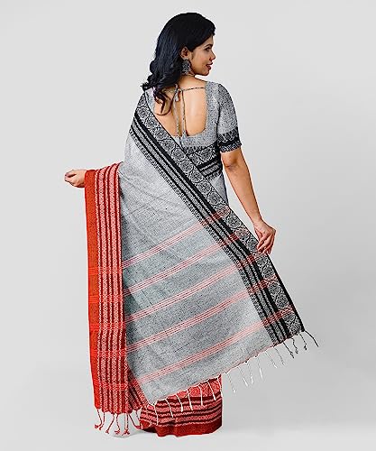 Image of eC ESHA'S COLLECTION Women's Cotton Blend Begumpuri Handloom Saree With Unstitched Running Blouse Piece
