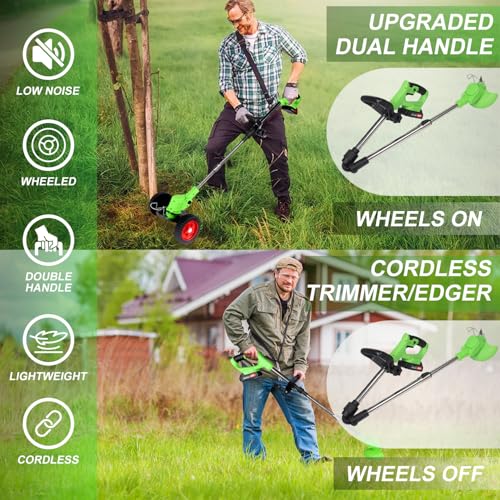 image for SHGYMY Electric Weed Wacker Cordless Eater 3 Battery,Foldable and Ligh