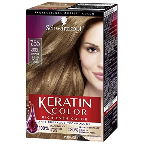 Schwarzkopf Keratin Color 7.55 Dark Golden Blonde Permanent 100% Gray Coverage