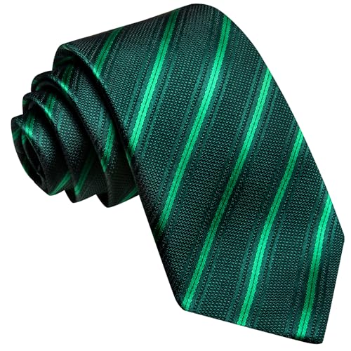 Image of Barry.Wang Silk Men Ties Formal Stripes Necktie and Tie Clip for Wedding Party Business Fashion Classic