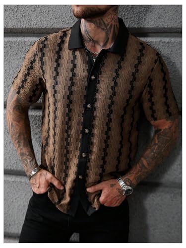 SOLY HUX Men's Casual Button Down Shirt Textured Short Sleeve Collared Summer Shirts3
