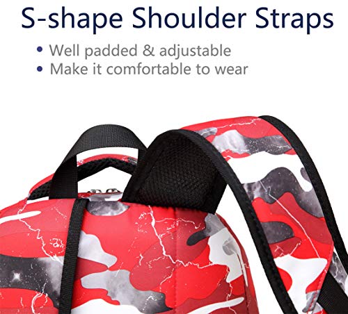 Bluefairy Boys Camo Backpacks For Kids Elementary School Bags Kindergarten Bookbags Girls Camouflage Overnight Weekend Bag (Red Camo) #TOP5
