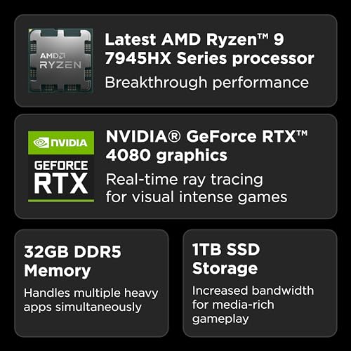 Image of Lenovo Legion Pro 7 Gaming Laptop, NVIDIA GeForce RTX 4080 12GB GDDR6, 16 inch WQXGA Display, AMD Ryzen 9 7945HX, 32GB RAM, 1TB SSD, 2560x1600 px, Windows 11, Onyx Grey