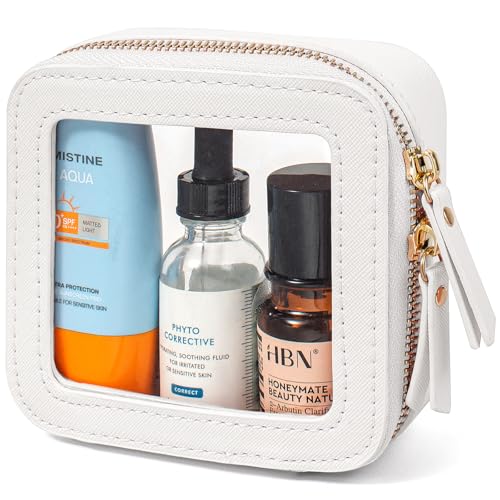 Image of LETGO Clear Makeup Bags for Beach,Small Clear Makeup Bag for Purse,Mini Makeup Pouch Purse Organizer Fit Carry-on Travel Essentials,Cute Car Cosmetic Bags for Car Accessories for Women (Mini-White)