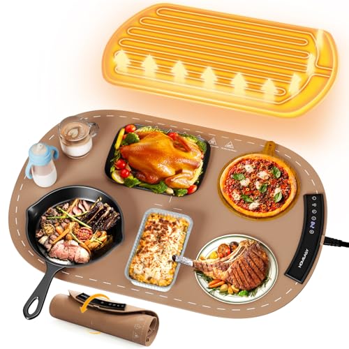 Food Warming Mat, Electric Warming Trays for Buffet & Party Rollable Food Warmers Silicone Heating Mat with 9 Temperature Setting 23.1