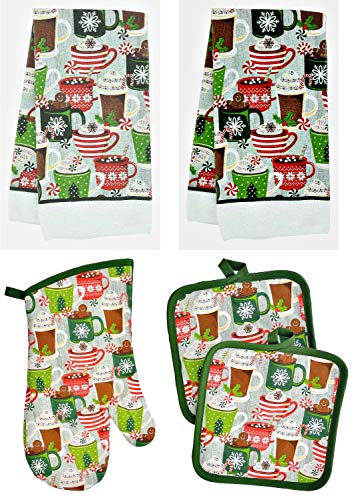Assorted 5 Pc Christmas Kitchen Linen Sets (Holiday Mugs)