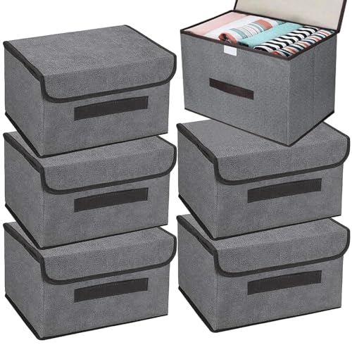 Opiniones de Cubos de almacenaje sin tapa que puedes comprar esta semana. 48 6Pcs Grande Cajas de Almacenamiento - Organizador de Tela Plegable para Armario con Tapas, Cajas Organizadoras para Clósets, Caja Organizadora de Ropa para Hogar, Dormitorio,...