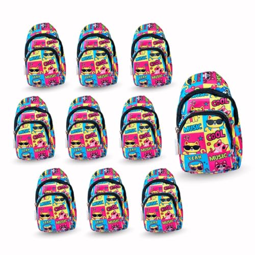 Image of Cots and Cuddles 10pc Cat Print Colourful Cross body Bags for Boys and Girls Kids School, Picnic, Return Gifts, Office