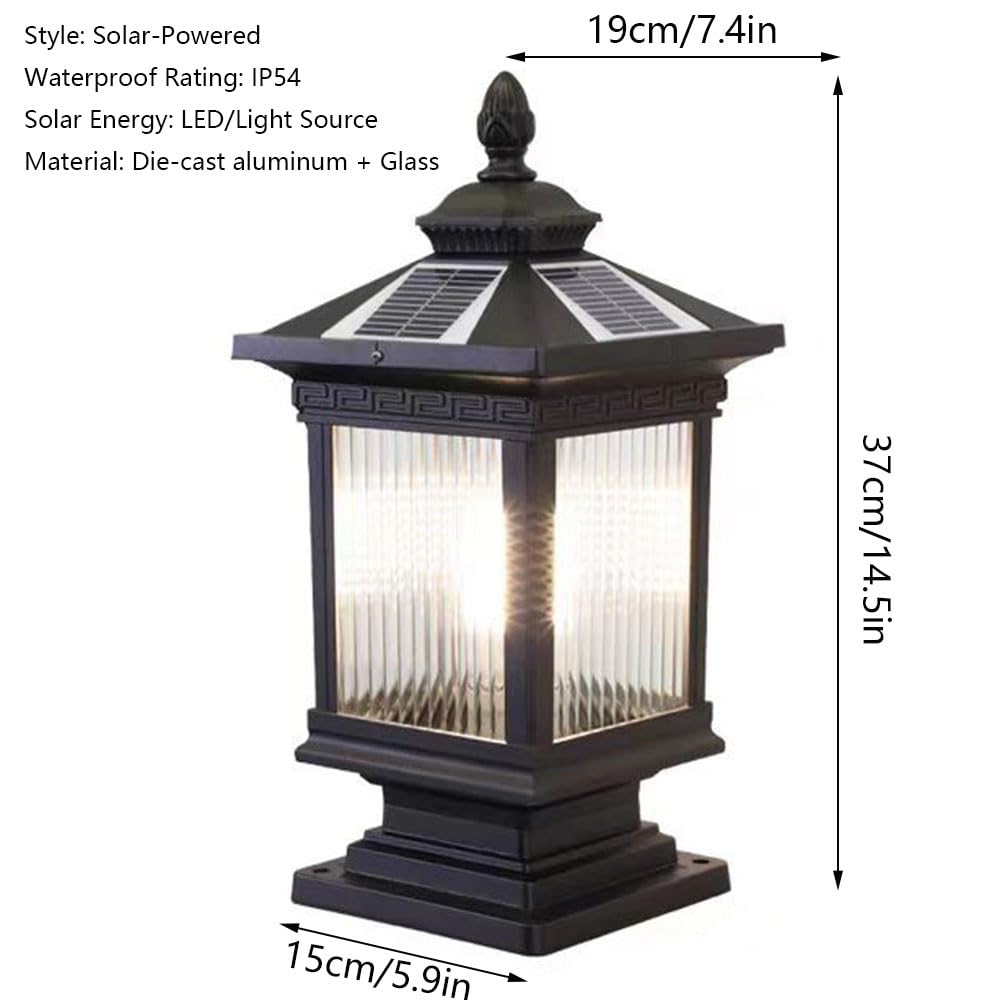 14,5''H Lanterna Da Palo Per Esterni Lampada A Cappuccio Per Palo Decorativo Per Recinzione Solare Apparecchi Di Illuminazione Per Palo Da Giardino O Patio Luci A Colonna Moderne Per Esterni