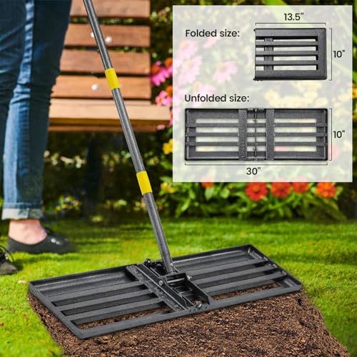 Rastrillo nivelador de césped 30"x10" con mango ajustable miniatura 2