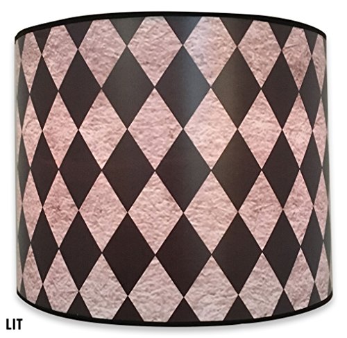 Image of Royal Designs, Inc. Trendy Decorative Handmade Drum Shade, Made in USA, 10in, HBC-8018-10, Diamonds on Beige