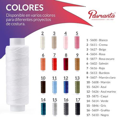 Miniatura 6 de Hilo De Coser Resistente De Poliéster, Bobinas De Muchos Colores, Para Costura A Mano O A Máquinas, Bobinas De 200 M, Fabricado En Europa Por Pasmanta Desde 1953 5610 - Negro