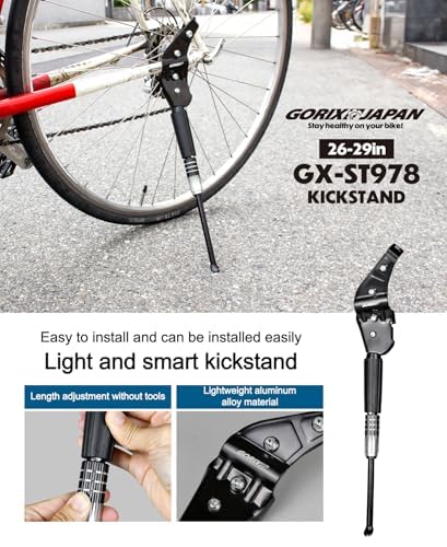 GORIX béquille de vélo béquille latérale Route VTT vélo réglable 26-29 Pouces 700c (GX-ST978)