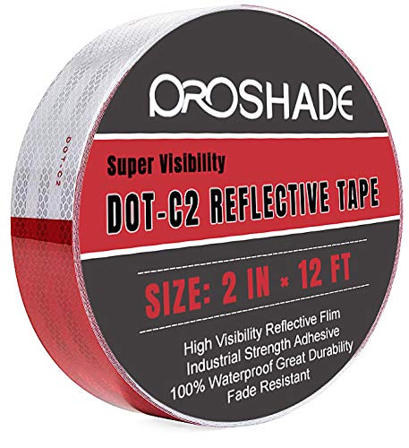 DOT-C2 Reflective Safety 2'' × 12' Tape Red White, Reflector Tape High Intensity Grade Trailer Trucks Auto Reflectors Waterproof