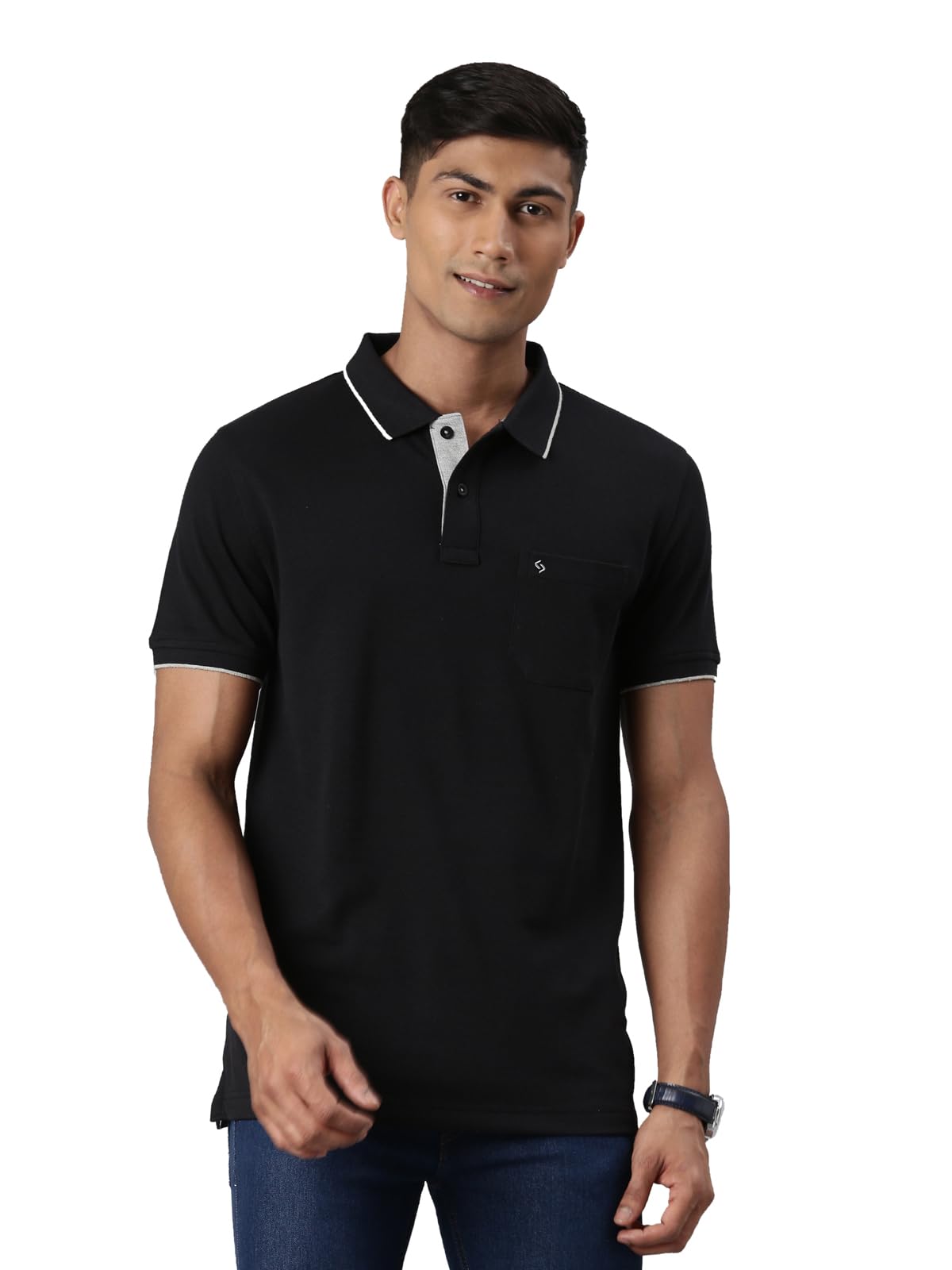 classic polo ClassicPolo Men's Half Sleeve Polo Neck Slim Fit Solid Tshirt-picture-2