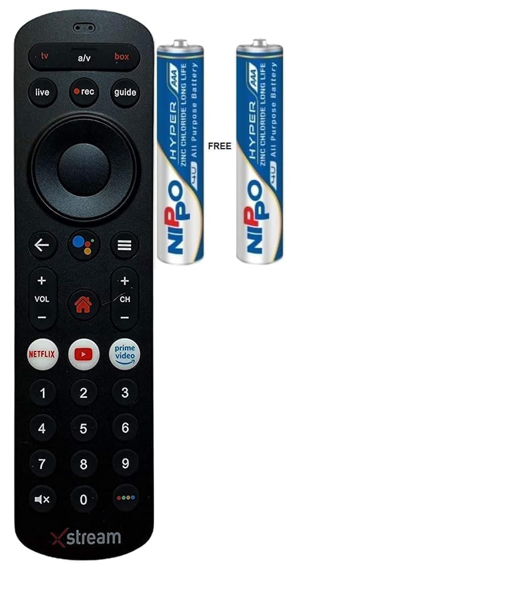 Airtel Xstream Remote Original Compatible Non-Voice (Come with 2 AAA Batteries)