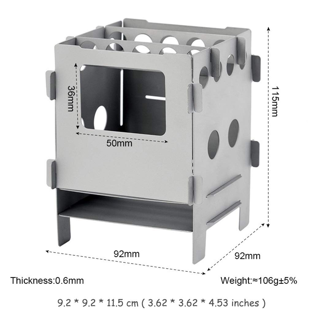 Réchaud de camping Réchaud à bois en titane pur pliable portable Réchaud à alcool léger pour le camping en plein air Randonnée Pique-nique BBQ Réchauds de camping ( Couleur : Argent , Taille : 9.2*9