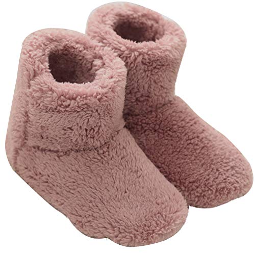 Mianshe 北欧 ルームシューズ もこもこ ルームブーツ 暖かい ボアスリッパ 男女兼用 (ピンク Mサイズ 24.5cmくらいまで)