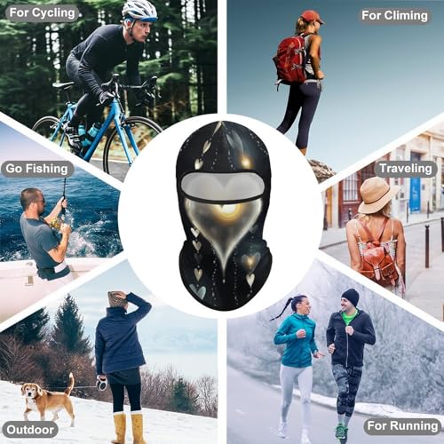 Balaclava para hombre y mujer, máscara para esquiar, máscara facial luminosa con amor, cubreboca completo para ciclismo miniatura 6