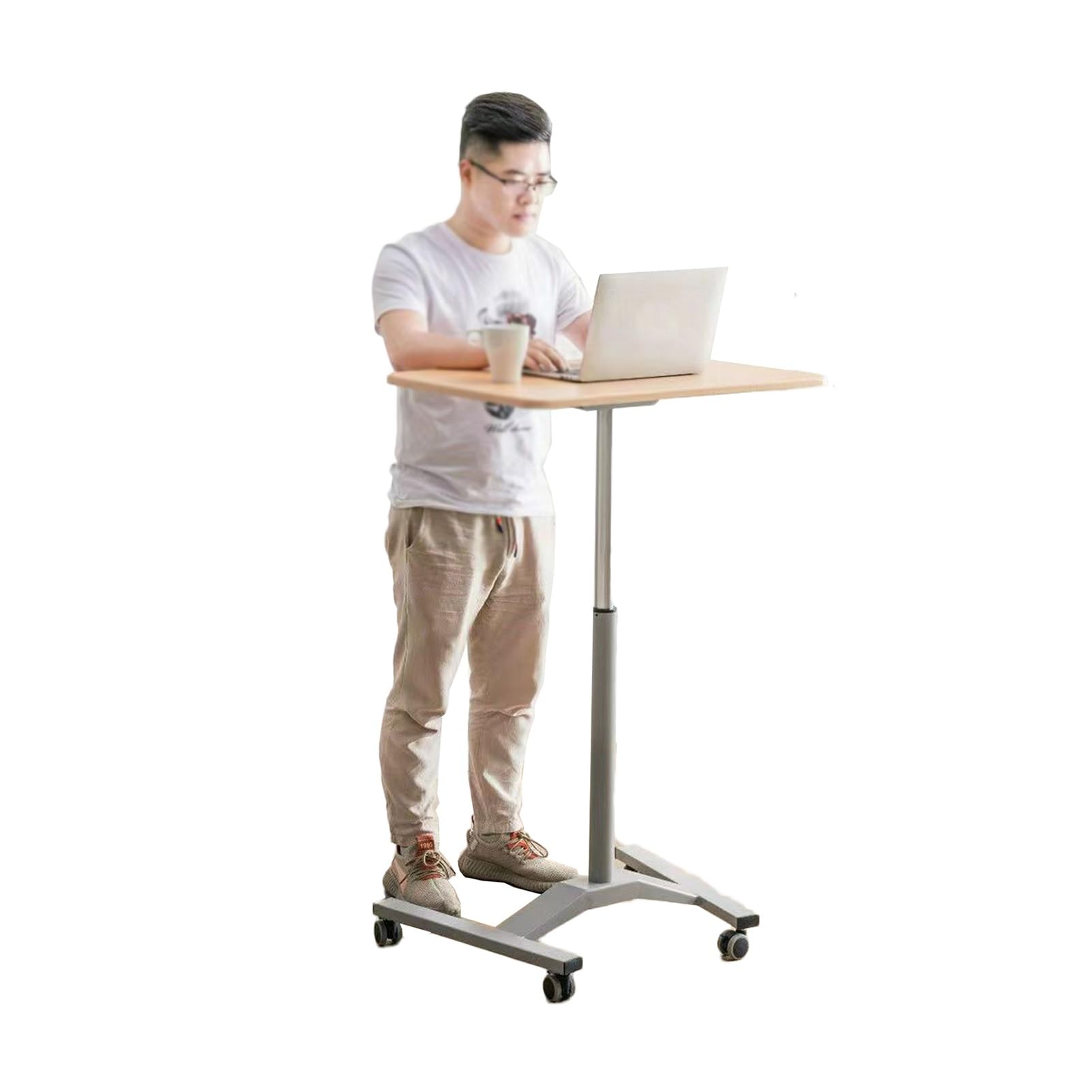 Tragbarer Bodenpult-Podiumsständer, Höhenverstellbarer Stehpult Mit Lenkrollen, 150 Kg Tragfähigkeit for Kirchen, Seminare Und Schulen(Color1)