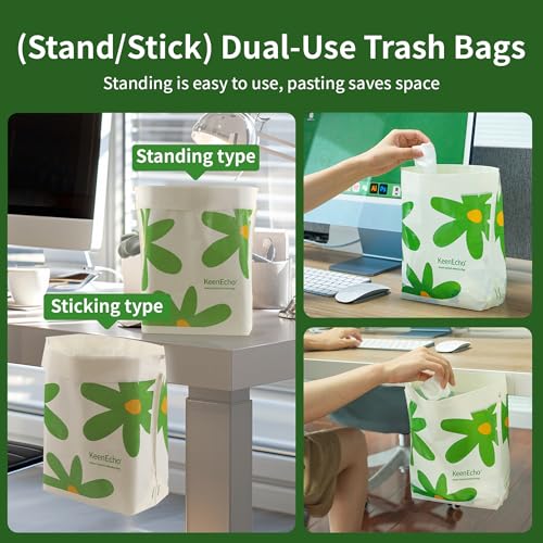 Image of Disposable Car Garbage Bin Bags 60 PCS, Leak-proof Cleaning and Vomit Bags, Recycled HDPE, Easy Stick-On and Stand Design, Disposable Small Garbage Bags