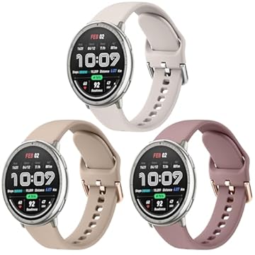 Pacote com 3 pulseiras de silicone para Amazfit Active 2/Active/GTR Mini/GTS 4 Mini/GTS 4/GTS 3/GTS 2e/GTS 2 Mini/GTS 2/GTS, pulseiras esportivas macias de substituição de 20 mm para Amazfit Bip U Pro