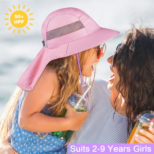 Chapéu de sol infantil proteção UV unicórnio verão praia brincar chapéus aba larga pescoço aba para