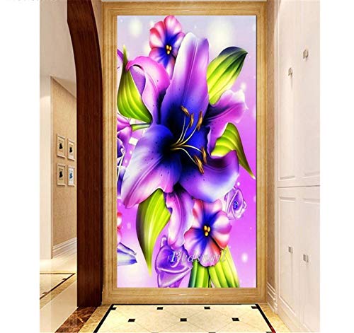 Peinture diamant complète fleur de lys grand format 20x60inch broderie strass 5D - 2