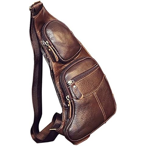 Leather Sling Bag Backpack for Men Women Crossbody Shoulder Chest Day Pack Outdoor Travel Camping Tactical Daypack Cover