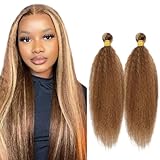 P4/27 Brown Bundles Human Hair Kinky Straight Bundles 28 30 Inch Human Hair Weave 2 Bundle Unprocessed Brazilian Virgin Hair Blonde Yaki Straight Human Hair Extensions
