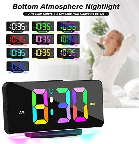 Réveil Numérique VINILITE Avec Veilleuse LED 10 Couleurs - Luminosité Réglable, 2 Alarmes, Snooze, USB-C