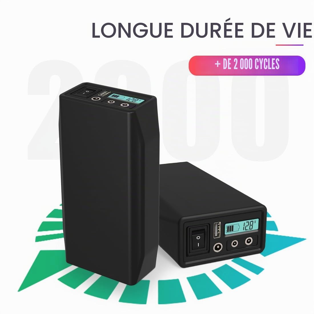Talentcell Pack de batterie LiFePO4 12V LF4106, Accu Lithium Fer Phosphate 12.8V 6Ah 76.8Wh rechargeable 2000 cycles avec sortie DC 12/9/6 Volt et 5V USB pour bande LED, caméra CCTV, téléphone