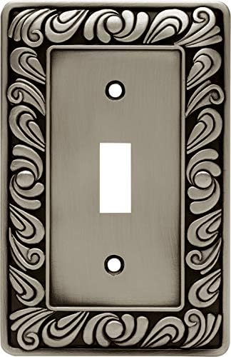 Franklin Brass 64048 Paisley Single Toggle Switch Wall Plate / Switch Plate / Cover, Brushed Satin Pewter