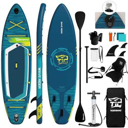 Image of 11'6 inch /11' /10' Inflatable Paddle Board with Complete Accessories, Versatile Premium Paddle Boards for Adults /Youth, Stand Up Paddle Board Polar /Wave /Sunny Wave Collection