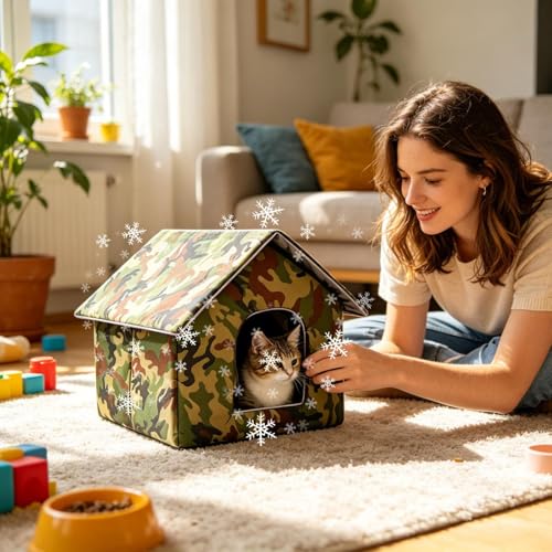 Maison pour chat pliable évite le coup de chaud abri 3 couches jardin - 3