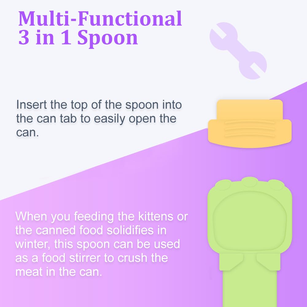 Cucchiai Per Gatti WOLMIK 4 Pezzi - Dispenser Per Purea, Apriscatole E Mescolatore Multifunzione - Foto 8