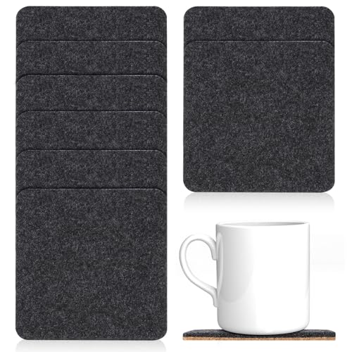 Hohopeti Posavasos Cuadrados Reversibles de Fieltro y Corcho Absorbentes Resistentes al Calor Tamaño 10X10 CM 8 Piezas para Hogar Oficina y Cafetería