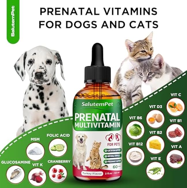 Dog Prenatal Vitamins for Moms During Lactating ¨C Prenatal Vitamins for Dogs & Cats of All Breeds to Care for Pet Development ¨C Multivitamin for Cats ¨C 2 Oz ¨C Herbal Supplement for Pets-B088NUya