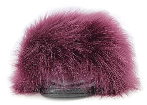 Image of Faux Fur Slides for Women, Fuzzy Slippers Fluffy Sandals Furry House Shoes Indoor Outdoor