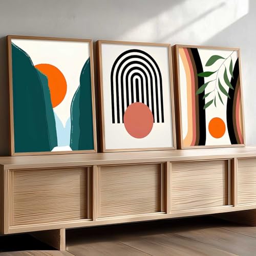 Image of kotart Home Decor Boho Painting Decorative Wall Art | Aesthetic Poster With Frame For Living Room Bed Room Hotel Wall Decor Digital Reprint Set of 3 (10X13 inch)