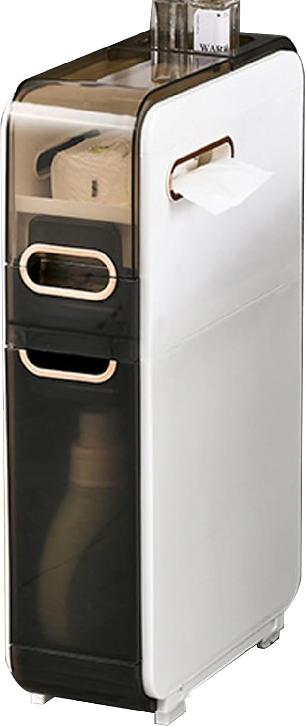 Narrow Kitchen Cabinet Organizer with Hidden Tissue Box, 15cm Space-Saving Storage Solution for Bathroom, Laundry, and Kitchen (15 * 36 * 59.5cm)