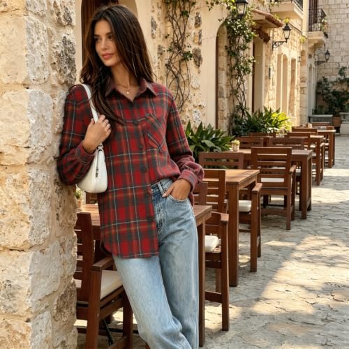 Button Down Tops for Women Gingham Casual Long Sleeve Henley Shirts - image 7