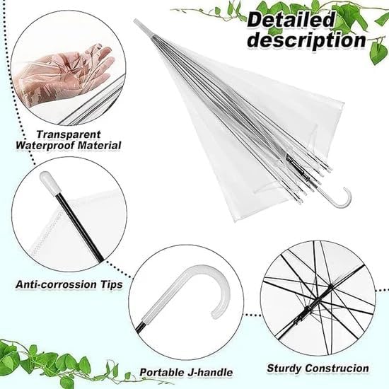 Image of Transparent Bubble Umbrella Windproof Waterproof Clear Dome Rain Umbrella with Automatic Open and Curved Handle for Men, Women, Kids, Travel and Outdoor Use