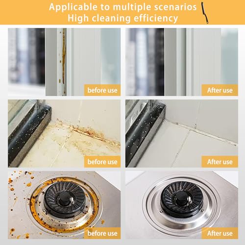 YUDANSI Crevice Cleaning Brushs (5pcs Long Handle Hard Bristle Cleaning Tools)(Anti-Slip Small Spaces Gaps Cleaning)(Home Kitchen Bathroom Narrow Corners Floor Scrubbing) Grout Cleaner Brush - Image 3