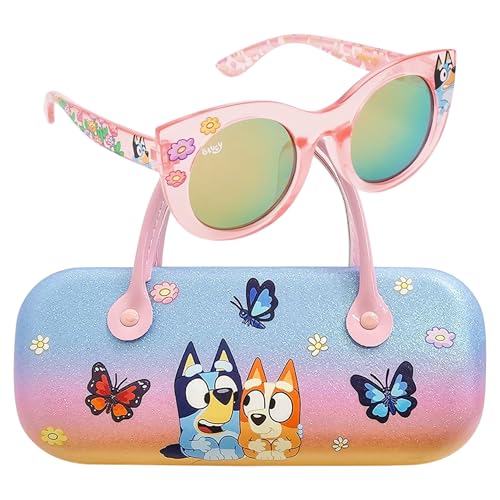 Arkaid BLUEY Girls Sunglasses with Case | Official BLUEY Mini-Handled Sunglasses Case and UV 400 Shades | Kids Size